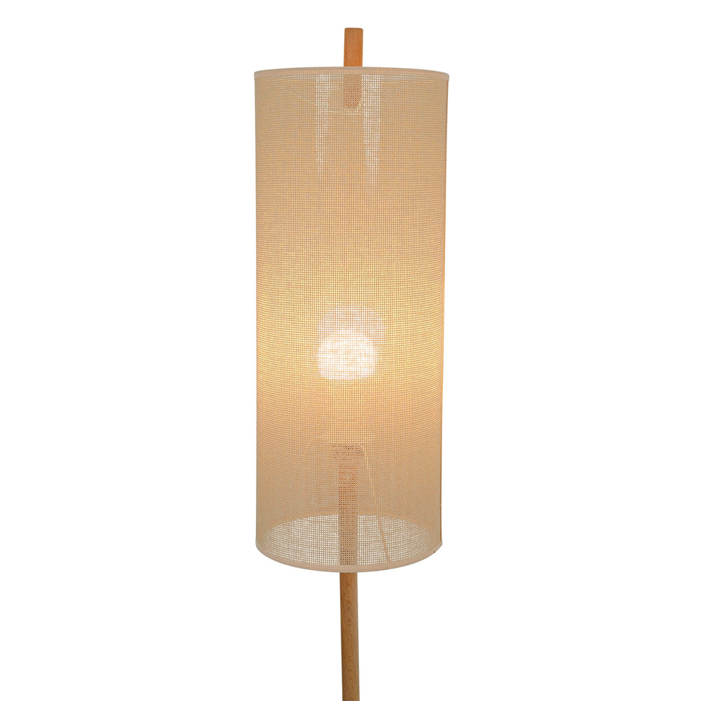 English Elm Ashcroft Furniture - Height Floor Lamp Vialux Oak & Natural Drum Shade — Slim Modern Standing Light for Reading Corners, Bedside, Study (Plug-In) B183P315131
