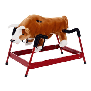 English Elm Kids Plush Bull Rocking Horse with Spring Base Bouncy Ride and Built-in Animal Sounds T3971P383503