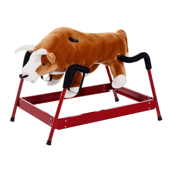 English Elm Kids Plush Bull Rocking Horse with Spring Base Bouncy Ride and Built-in Animal Sounds T3971P383503