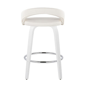 English Elm Fixed-height Swivel Counterstools with Faux Leather Seats Chrome Footrest Set of 2 B202S01834
