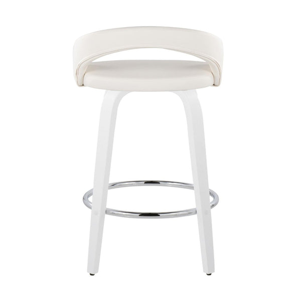 English Elm Fixed-height Swivel Counterstools with Faux Leather Seats Chrome Footrest Set of 2 B202S01834