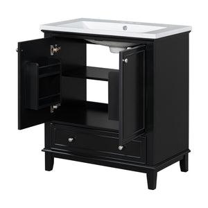 English Elm 30" Bathroom Vanity With Sink Combo - Modern Black Cabinet, Spacious Storage & Durable Design SY999606AAB-6