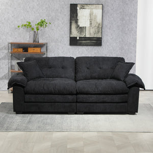 English Elm 84" Chenille Sofa Loveseat with Memory Foam & Pocket Springs, Plush Dual-Layer Comfort, Sturdy Frame Black W676S00009