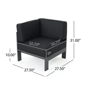 English Elm Christopher Knight Home® - Outdoor V-Shaped Aluminum Sectional Sofa Set - 5-Seater Rust-Resistant Frame, Water-Resistant Cushions N757575894GY