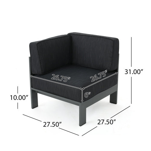 English Elm Christopher Knight Home® - Outdoor V-Shaped Aluminum Sectional Sofa Set - 5-Seater Rust-Resistant Frame, Water-Resistant Cushions N757575894GY