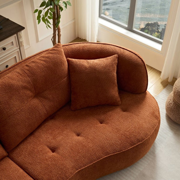 English Elm Wks7c Curved Modular Sofa Solid Wood Frame Fabric Upholstery Seats 4 Living Room Orange W2085S00060