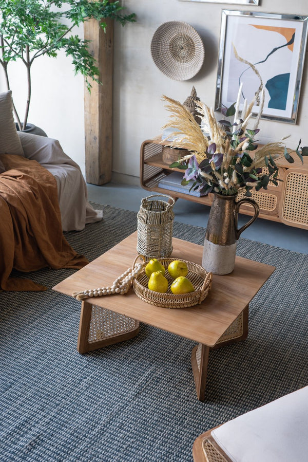 English Elm Set of 3 Sienna Bamboo Woven Trays with Handles — Round Brown Boho Coastal Accents for Tabletop Decor W2078P391141