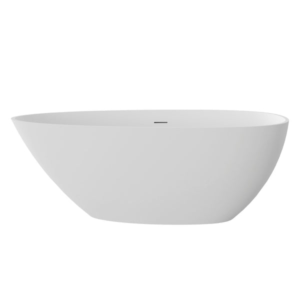 English Elm 59" Stone Resin Freestanding Soaking Tub Spa Grade Oval Design for Modern Baths Matte White W1920P410079
