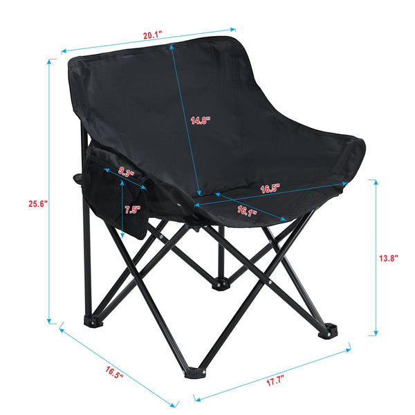 English Elm 2PCS Durable Folding Camping Chairs with Cushioned Seat, Side Pocket & Carry Bag for Outdoors Black 26.38 L x 6.3 W x 6.3 H W2297P316525