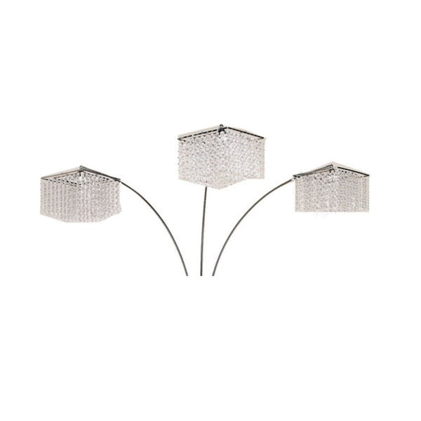 English Elm 84" Tall Metal Floor Lamp - Modern Chrome Design With 3 Crystal Shades For Elegant Ambient Lighting B072116071