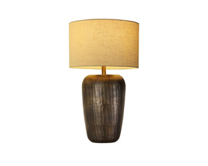 Sunpan ISHANI Table Lamp - Handcrafted Metallic Base with Taupe Drum Shade for Modern Artisanal Style 112232