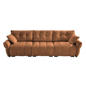English Elm 3 Seater Chenille Sofa Solid Wood Frame Tufted Arms Deep Cushions Modern Living Room Burnt Orange W714S01662