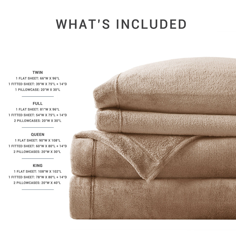 English Elm 4 Pcs Queen Micro Plush Sheet Set - Ultra-Soft Taupe Bedding For Year-Round Cozy Comfort & Style B035P319764