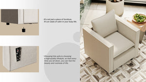 English Elm Decorative linen single sofa chair with plush breathable cushion, compact modern armchair for reading nooks Beige W1727S00046