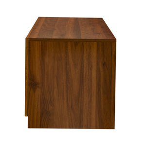 English Elm 78" TV Stand for TVs up to 85" — Walnut Media Console with Rattan Doors, Fluted Fronts & Adjustable Shelves N710P362196P