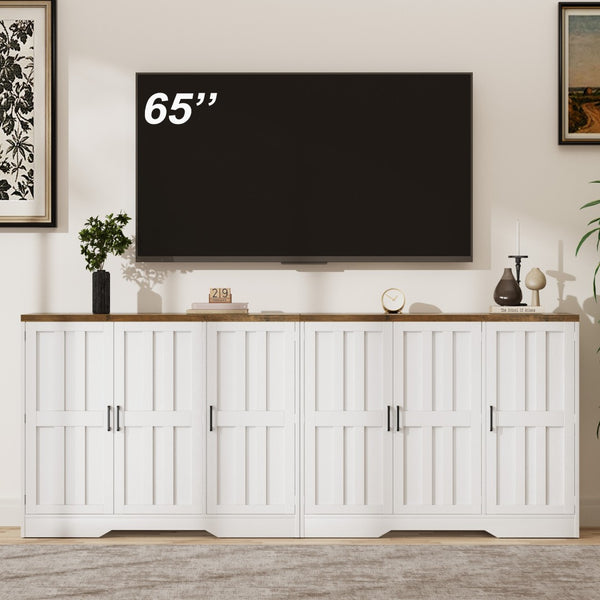 English Elm Modern Farmhouse Sideboard with Barn Doors Adjustable Shelf and Wood Grain Finish T5618P451109
