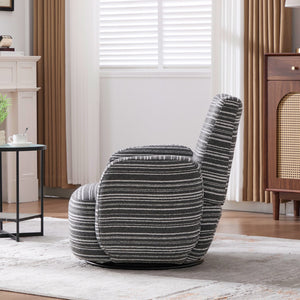 English Elm Modern Boucle 360° Swivel Leisure Chair with High‑Resilience Sponge, Supportive Curve, 550lb Capacity Dark Gray W395P355513