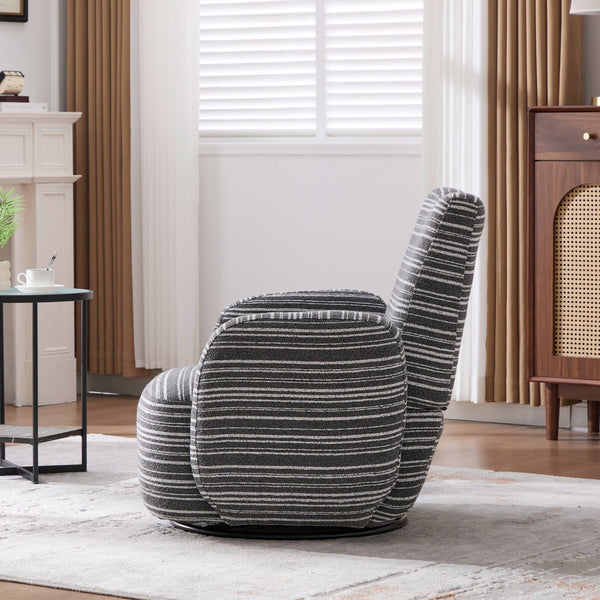 English Elm Modern Boucle 360° Swivel Leisure Chair with High‑Resilience Sponge, Supportive Curve, 550lb Capacity Dark Gray W395P355513