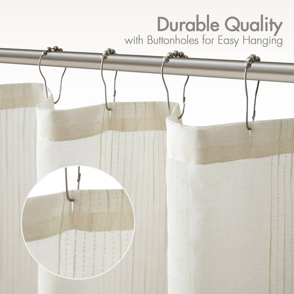 JLA Home Madison Park - Sheer Shower Curtain | Light-Filtering Striped Polyester for Modern Bathrooms, Machine-Washable 72x72 Ivory MP70-8810