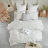 Urban Habitat Brooklyn Shabby Chic Cotton Jacquard Comforter Set with Euro Shams and Throw Pillows UH10-0199 Ivory