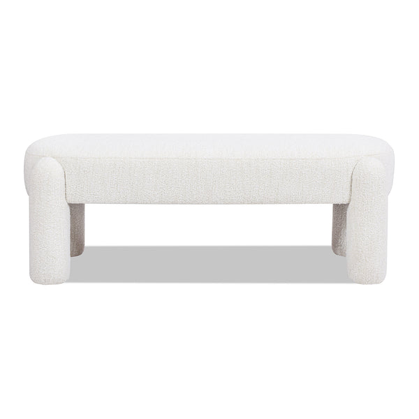 English Elm Jennifer Taylor Home - Hugo 49" Oval Upholstered Bench in Milk Cream Bouclé — Cozy sherpa-like texture, rounded legs, playful seating (98) B2719P238467