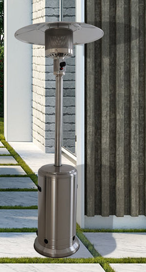 English Elm 46000 Stainless Steel Propane Patio Heater - 46K BTU Steel Gray, Quiet Radiant Heat, Wheels, Safety Cutoff B120P218111