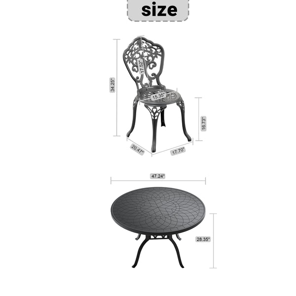 English Elm 5-Piece All-Weather Cast Aluminum Dining Set With Round Table & 4 Chairs For Stylish Outdoor Comfort W1710S00225