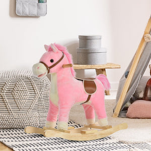 English Elm Qaba Plush Rocking Horse Toy with Galloping Sounds Sturdy Metal Frame for Toddlers W2225P217687
