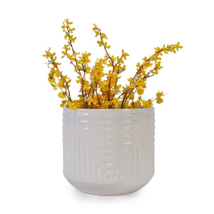English Elm Ceramic Planter - Hand-Crafted Modern Flowerpot For Indoor & Outdoor Use In Elegant White Finish W3273P326369