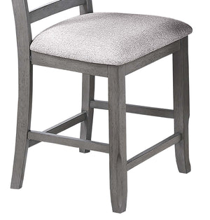English Elm Gray Ladder-Back High Chairs Set of 2 – Padded Fabric Seats, Rustic Counter Dining Stools, Stable Wood B011P367989