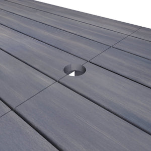 English Elm TREXM 7-Piece Patio Dining Set for 6 with 70.8" Acacia Table, Removable UV Waterproof Cushions, Gray-Beige N715P218121E