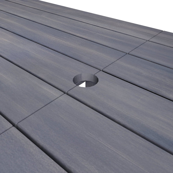 English Elm TREXM 7-Piece Patio Dining Set for 6 with 70.8" Acacia Table, Removable UV Waterproof Cushions, Gray-Beige N715P218121E