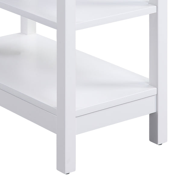 English Elm Slayer White Accent Table with USB Dock, 1 Drawer & 3 Open Shelves, Pine Legs, Modern Storage B2726P287566