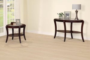 English Elm Console Transitional Sofa Table in Dark Cherry & Espresso Finish with 5mm Tempered Glass Top and Open Shelf Storage 23x51x32" B011P395595