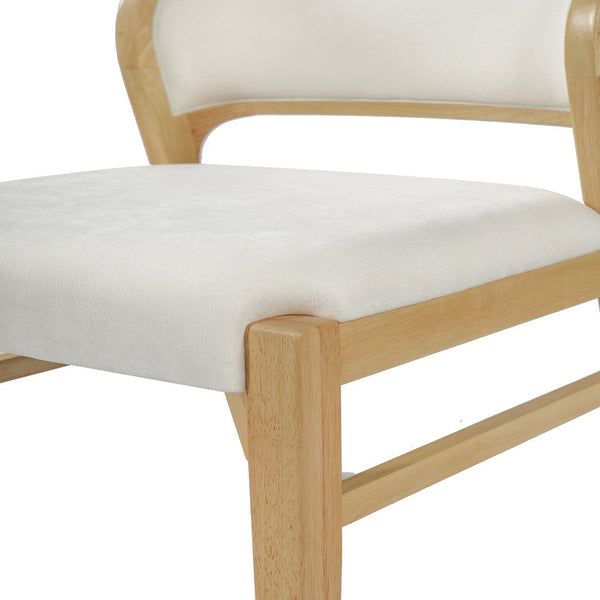 English Elm Mid-century Modern Linen Blend Dining Chairs Rubberwood Legs Sculptural Backrest Set of 2 Natural+Beige N768P442078N