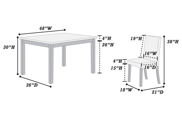 English Elm Modern White and Espresso 5pc Dining Set with Faux Marble Top, Upholstered Faux Leather Chairs, Sleek Finish B011P373217