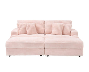 English Elm 88.58" Corduroy Three Seater Sofa with Four Toss Pillows for Modern Living Rooms W3356P312627