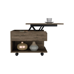 English Elm Luanda Lift-Top Coffee Table with Concealed Storage, Locking Casters & Open Shelf for Living Space Brown 27.2 L x 26.4 W x 5.5 H B07091884