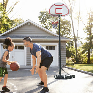 English Elm Soozier Adjustable Basketball Hoop System with Shatterproof Backboard and Rolling Base W2225P229430