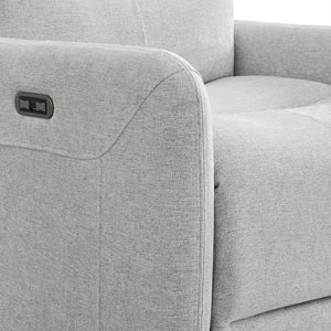 English Elm Jennifer Taylor Home - Dublin 30" Swivel Power Recliner Arm Chair in Saddle Faux Leather with 360° Base and Plush Foam Support Gray B2719P328581