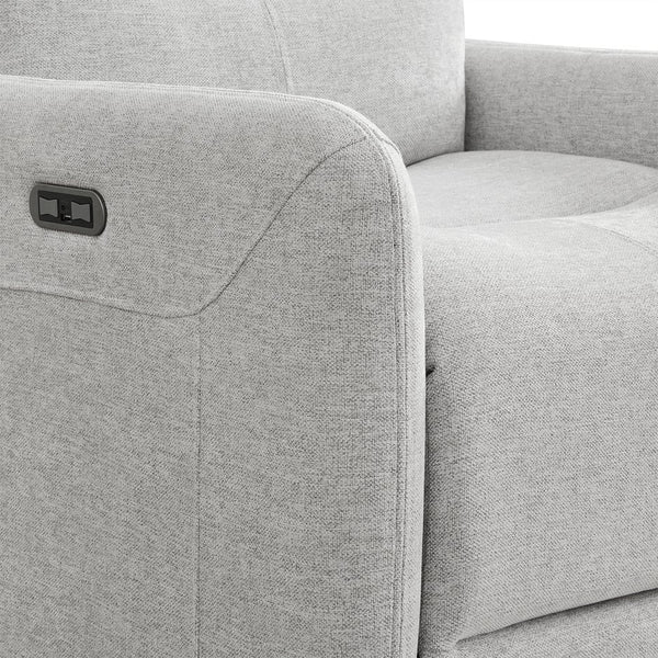 English Elm Jennifer Taylor Home - Dublin 30" Swivel Power Recliner Arm Chair in Saddle Faux Leather with 360° Base and Plush Foam Support Gray B2719P328581