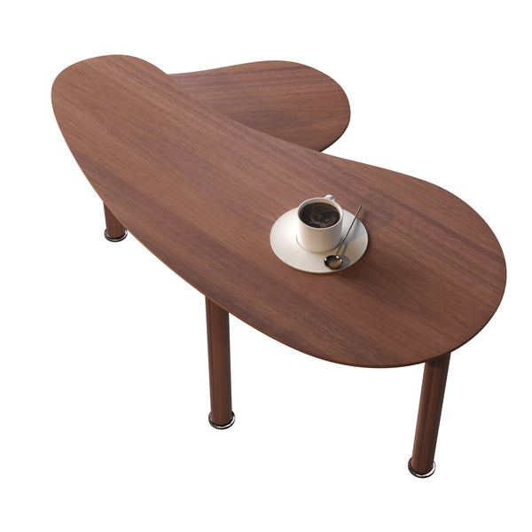 English Elm Contemporary rotatable cocktail table with 360° swivel top, sintered stone & MDF surface, space-saving design Walnut W2899P372751