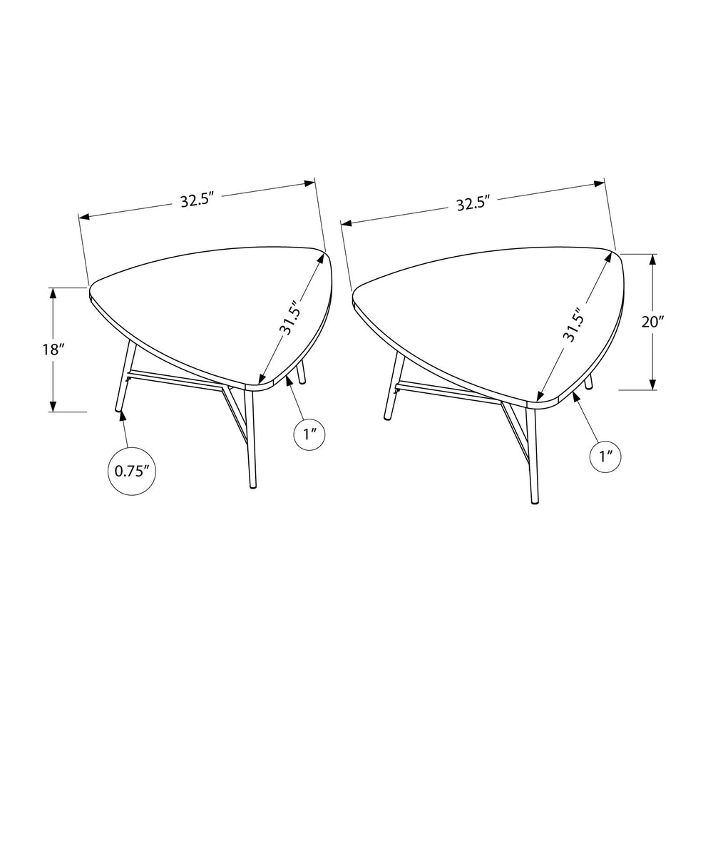English Elm Table 2-Piece Nesting Tables Set – Taupe Laminate Triangle Tops, Black Tripod Legs, Space-Saving Modern Accent B2710P219987