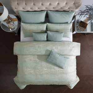 English Elm Vesta Gold 9-Pc Queen Comforter Set – Oversized Matte Satin Circle Quilting, Luxury Polyester Shams B340P342013