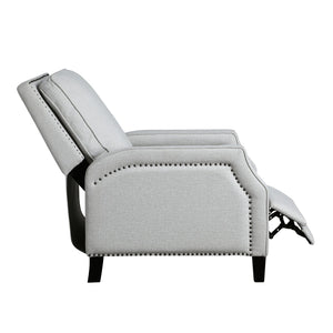English Elm Push Push Back Reclining Chair Gray Chenille with Nailhead Trim Transitional Comfort Seat Recliner 93 B011P264613