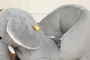 English Elm Kids Elephant Plush Rocking Toy with Sound Button Safety Belt and Sturdy Steel Frame W3723P374146