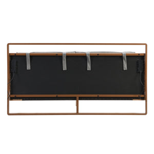 English Elm Christopher Knight Home® - Brown&Gray Leather Full Size Bed With Upholstered Headboard & Adjustable Led Night Lights Included N758D536566D