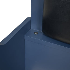 English Elm Wood Twin Race Car Platform Bed with LED Lighting, Upholstered Headrest, Sturdy Pine Build Blue GX002218AAC