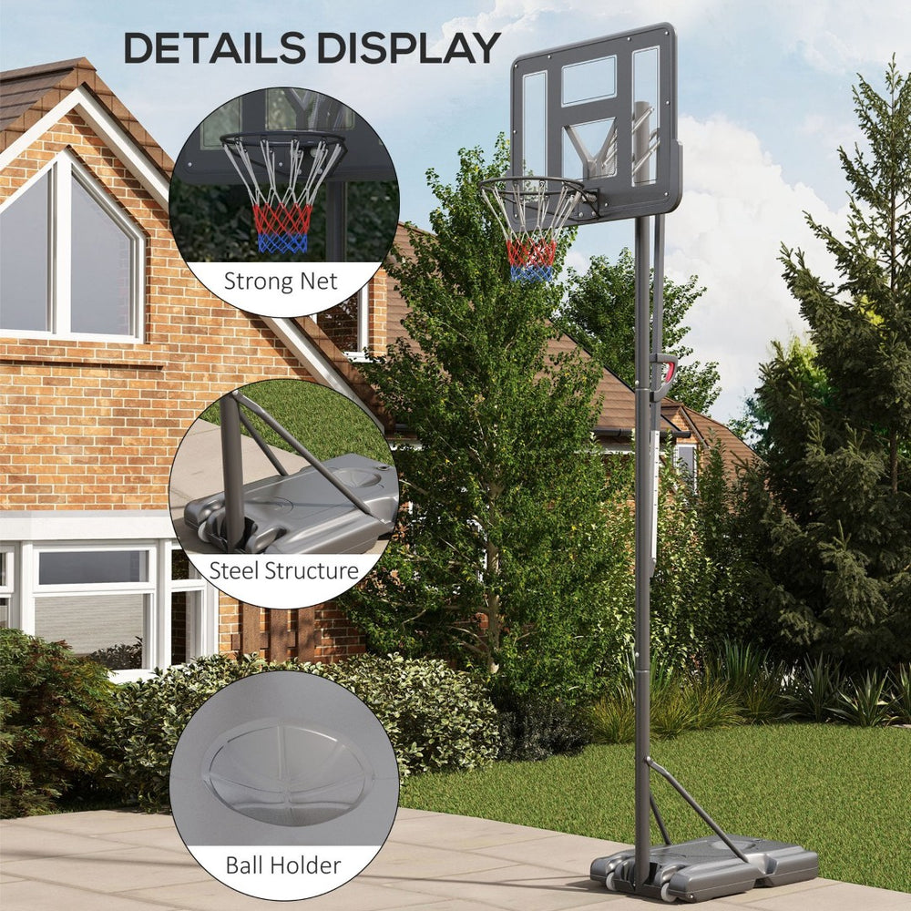 English Elm Soozier Adjustable Portable Basketball Goal with Shatterproof Backboard and Wheeled Base W2225P200903