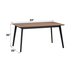 English Elm Rebi 6-Seater Walnut & Black Dining Table, 19mm Solid Veneer Top, Rubberwood Legs, 100lb Capacity B2726P281884